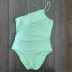 Aerie green one shoulder beaded strap one piece swimsuit size small